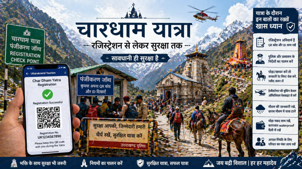 Char Dham Yatra registration QR code safety guide pilgrims checkpoint mountain travel India