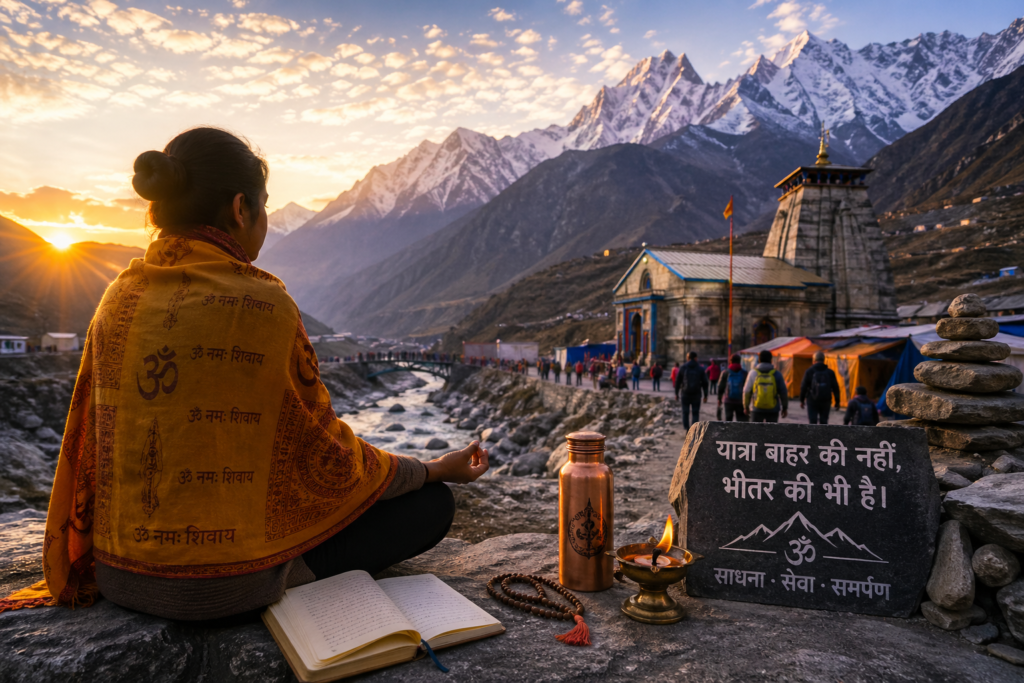Char Dham Yatra spiritual meditation pilgrim mountains temple prayer sunrise India