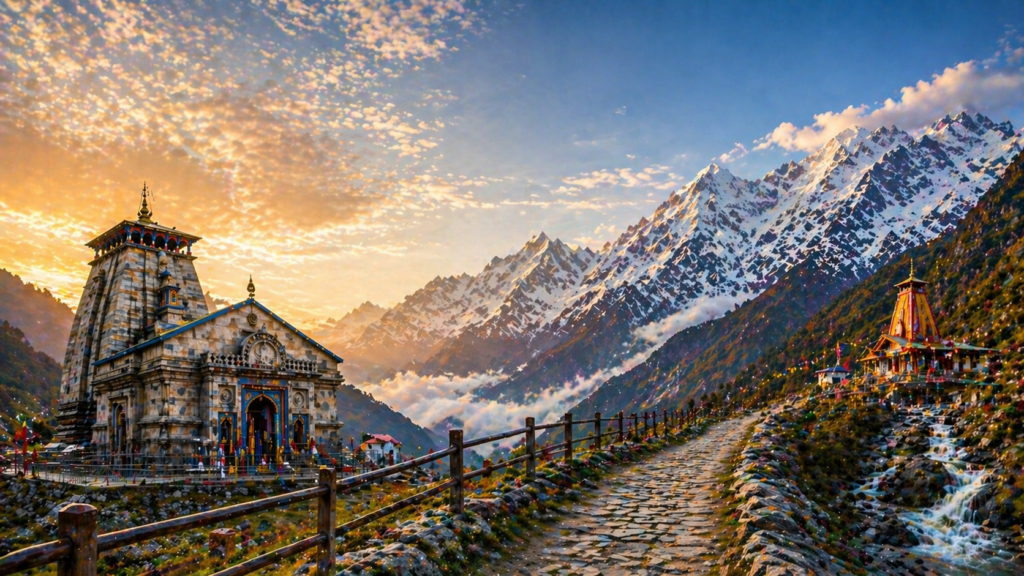 Kedarnath and Yamunotri temples in Himalayan mountains Char Dham Yatra fitness preparation trek route landscape
