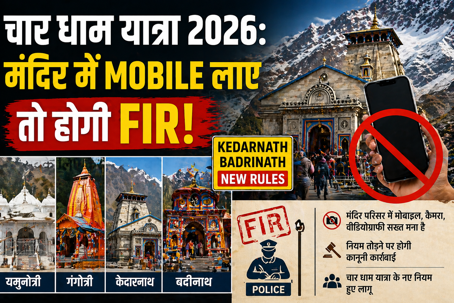 चार धाम यात्रा 2026: मंदिर में Mobile लाए तो होगी FIR — जानें नया नियम